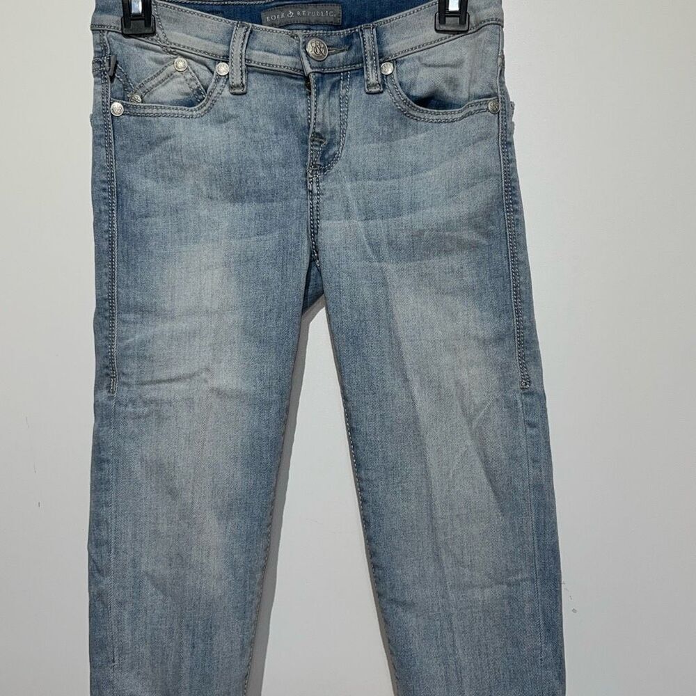 Rock & Republic‎ Women's Blue Roskilde Low Rise Cropped Capri Denim Jeans Size 0